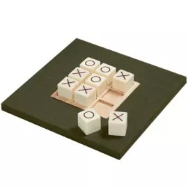 Exclusive board game "Tic Tac Toe" made of leather, khaki